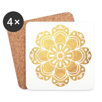 Yoga Soleil Méditation Or Namaste Inde Mandala - Dessous de verre (lot de 4) - blanc - Devant