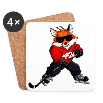 Hockey Fox - Coasters (set of 4) - white - Front