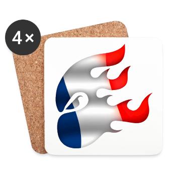 Drapeau de la France - France - Ninja - Dessous de verre (lot de 4) - blanc - Devant