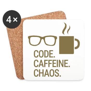 Code. Caffeine. Chaos. - Untersetzer (4er-Set) - Weiß - Vorne