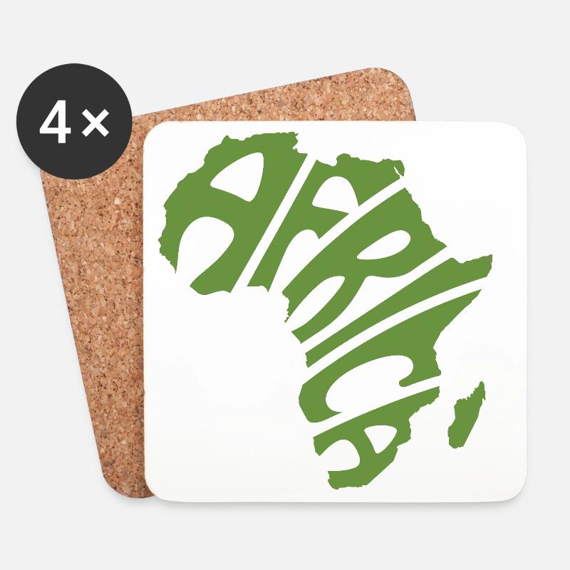 Afrika Karte Word Art - Untersetzer (4er-Set) - Weiß