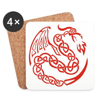Red Celtic Dragon - Coasters (set of 4) - white - Front