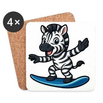 Cooles Zebra Surfer Strand Outfit Schwimmer Kids - Untersetzer (4er-Set) - Weiß - Vorne