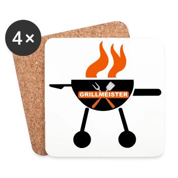 Grillmeister – Lustiges BBQ Design für ech - Untersetzer (4er-Set) - Weiß - Vorne