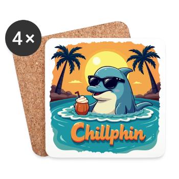 Chillphin – Relax like a dolphin - Coasters (set of 4) - white - Front