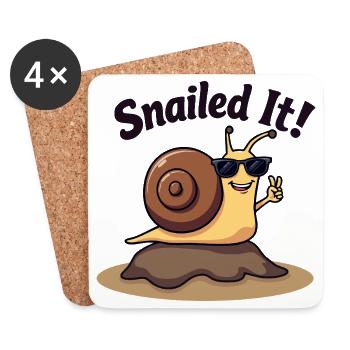 Snailed it! Gewinne wie die Schnecke! - Untersetzer (4er-Set) - Weiß - Vorne