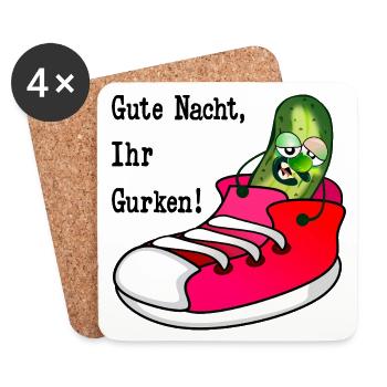 GUTE NACHT SPORTSCHUHE GURKEN - Untersetzer (4er-Set) - Weiß - Vorne