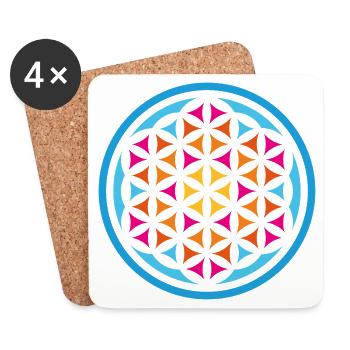 Fleur de Vie Mandala Yoga Inde Méditation - Dessous de verre (lot de 4) - blanc - Devant
