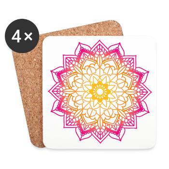 Yoga Mandala Méditation Ornement Inde om Namaste - Dessous de verre (lot de 4) - blanc - Devant