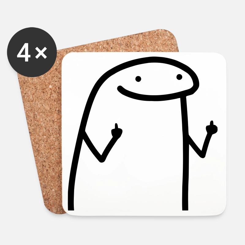 Flork der Kühe Mittelfinger Meme - Untersetzer (4er-Set) - Weiß