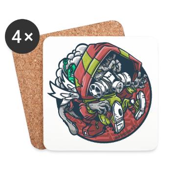 Red-Helmeted Astronaut Zombie - Coasters (set of 4) - white - Front