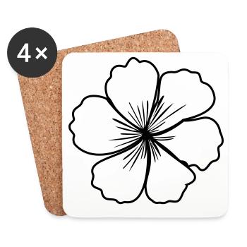 Kirschblüte – Multi-Color Konturen Sakura Look - Untersetzer (4er-Set) - Weiß - Vorne