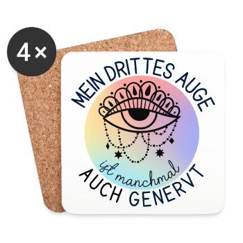 3. Auge ist genervt - lustiger spiritueller Spruch - Untersetzer (4er-Set) - Weiß - Vorne