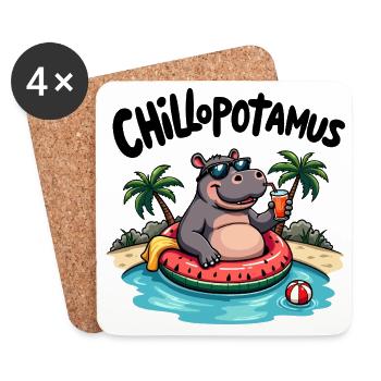Chillopotamus – das entspannteste Nilpferd der Wel - Untersetzer (4er-Set) - Weiß - Vorne