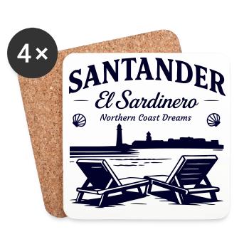 Plage de Santander El Sardinero - Rêve de la côte nord - Dessous de verre (lot de 4) - blanc - Devant