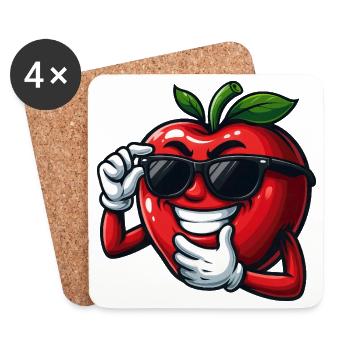 Coole Cartoon Tomate mit Sonnenbrille Gemüse Spaß - Untersetzer (4er-Set) - Weiß - Vorne