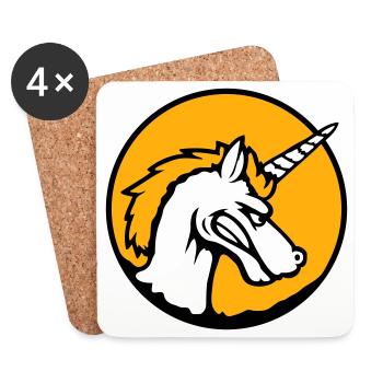 Unicorn Evil Angry Attack Teeth Grinding Sour - Coasters (set of 4) - white - Front