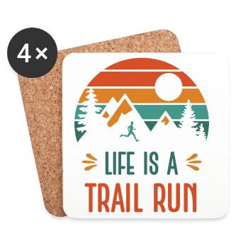 Das Leben ist ein Trailrun - Untersetzer (4er-Set) - Weiß - Vorne