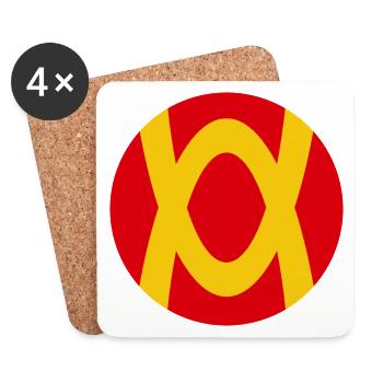 Abstraktes Farbenspiel mit Rot-Gelb Kontrast - Untersetzer (4er-Set) - Weiß - Vorne