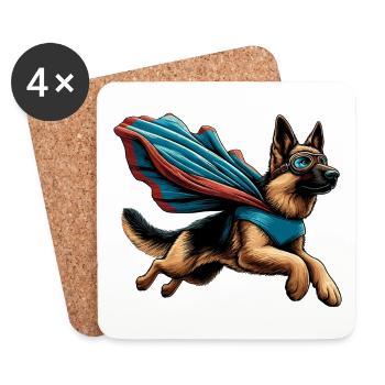 Super Dog German Shepherd Cape Gift - Coasters (set of 4) - white - Front