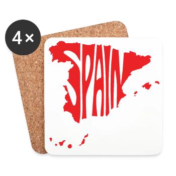 Spain Map Artistic Typography Design - Coasters (set of 4) - white - Front