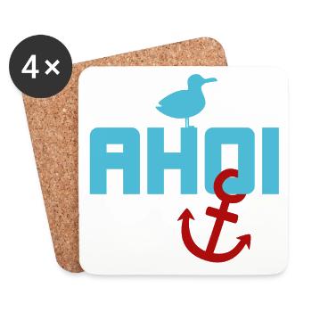 Ahoy Seagull Ancre Vacances Mer Mer du Nord Plage d’été - Dessous de verre (lot de 4) - blanc - Devant