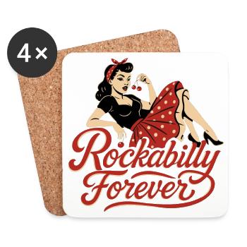 Rockabilly Forever Cherries Wife 50s Gift - Coasters (set of 4) - white - Front