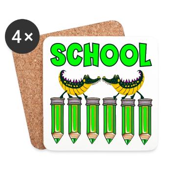 CRAYON D’ÉCOLE ENFANTS ALLIGATORS - Dessous de verre (lot de 4) - blanc - Devant