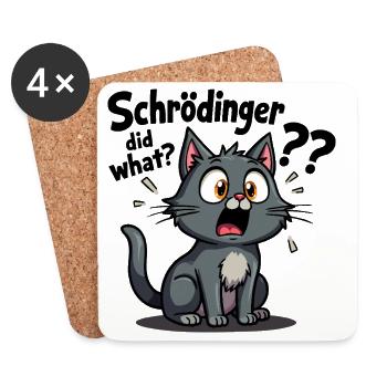 Schrödingers Katze - der Albtraum süßer Katzen - Untersetzer (4er-Set) - Weiß - Vorne