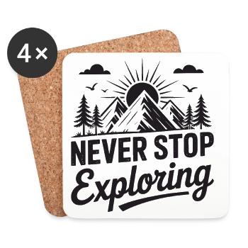 Mountains - Never Stop Exploring - Coasters (set of 4) - white - Front
