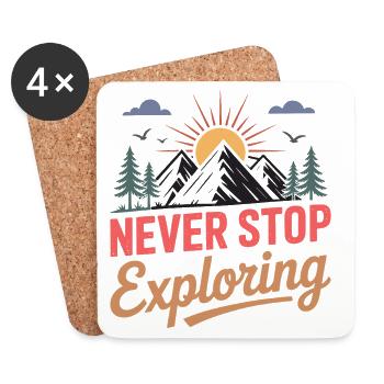 Montagnes - Ne cessez jamais d’explorer - Dessous de verre (lot de 4) - blanc - Devant