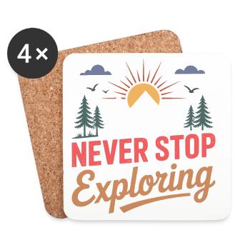 Mountains - Never Stop Exploring - Coasters (set of 4) - white - Front