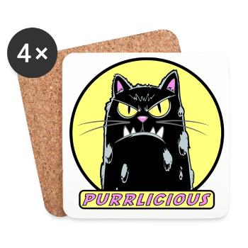 purrlicious - Dessous de verre (lot de 4) - blanc - Devant