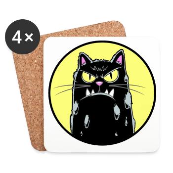 Black cat - Coasters (set of 4) - white - Front
