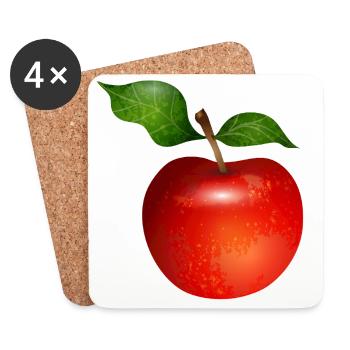 Leuchtend roter Apfel mit Blättern Illustration - Untersetzer (4er-Set) - Weiß - Vorne