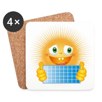 Soleil éclatant avec panneau solaire - Dessous de verre (lot de 4) - blanc - Devant