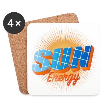 Typographie avec des cellules solaires et un soleil éclatant - Dessous de verre (lot de 4) - blanc - Devant