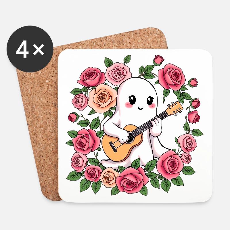 Gespenst spielt Gitarre - Untersetzer (4er-Set) - Weiß