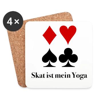 Skat ist wie Yoga – Nur mit Fluchen | Lustiges Ska - Untersetzer (4er-Set) - Weiß - Vorne