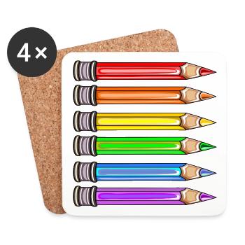 PRIDE REGENBOGEN FAHNE - Untersetzer (4er-Set) - Weiß - Vorne