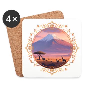 Paysage du Kilimandjaro - Dessous de verre (lot de 4) - blanc - Devant