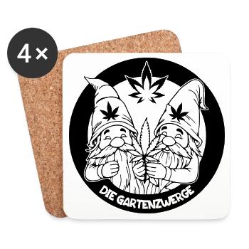 Kiffer Gartenzwerge mit Hanfblatt - Untersetzer (4er-Set) - Weiß - Vorne
