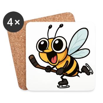 Süße Biene Hockey Eishockey Jugend Schule Sport  - Coasters (set of 4) - white - Front