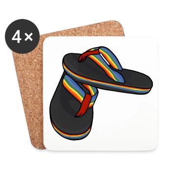 Regenbogen Flip Flops 70er, 80er und 90er Jahre Vintage - Untersetzer (4er-Set) - Weiß - Vorne