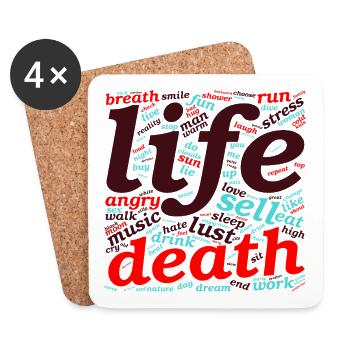 Life & Death – Wortkunst zwischen Himmel und Hölle - Untersetzer (4er-Set) - Weiß - Vorne