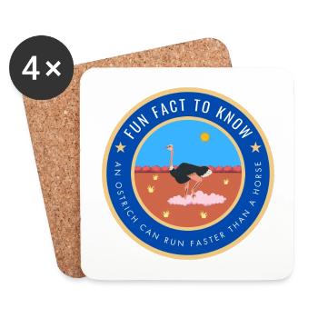 An ostrich can run faster than a horse - Coasters (set of 4) - white - Front