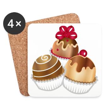 Three fine chocolates as a motif for real connoisseurs - Coasters (set of 4) - white - Front