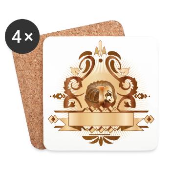 Marmorkuchen Motiv mit Ornamenten verziert - Untersetzer (4er-Set) - Weiß - Vorne