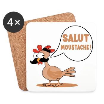HENS CHICKENS HI MUSTACHE - Coasters (set of 4) - white - Front