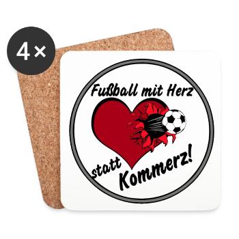 Football avec ................................ de cœur - Dessous de verre (lot de 4) - blanc - Devant